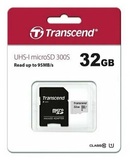 Карта памяти MicroSD 32GB Transcend 300S UHS-1 U1 Class 10 c SD адаптер