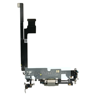 Шлейф для iPhone 12 Pro Max + разъем зарядки + микрофон (белый) ORIG
