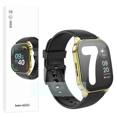 Сматр-Часы HOCO Y19 AMOLED Smart Sports watch (Waterproof IP67 APP Control Call Version,) Яркое золото