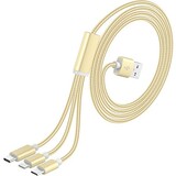 Кабель USB Fast Charging  (3 в1 lightning+micro-USB+Type-C) (Золото)