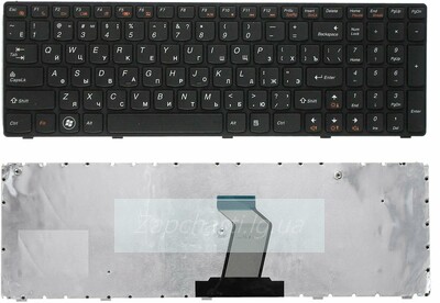 Клавиатура для ноутбука LENOVO (G570, G575, G770, G780, Z560, Z565) rus, black С СЕРОЙ РАМКОЙ