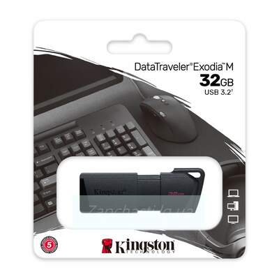 Накопитель USB Flash 32GB 3.2  Kingston DataTraveler Exodia (черный)