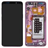 Дисплей для Samsung G960 Galaxy S9, фиолетовый, с аккумулятором, б/у, протестированный, Original, lilac purple
