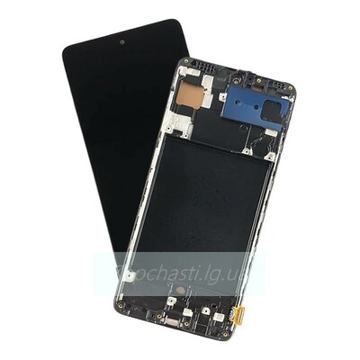 Дисплей для Samsung A715F Galaxy A71 в рамке + тачскрин (черный) (OLED полный размер)