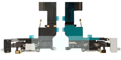 Шлейф для iPhone 5S + разъем зарядки + разъем гарнитуры + микрофон, белый, ориг