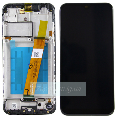 Дисплей для Samsung A015F Galaxy A01 (2020) в рамке + тачскрин (черный) (ORIG LCD) (широкий коннектор)