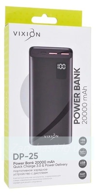 Портативное зарядное устройство (Power Bank) VIXION DP-25 20000mAh QC 3.0 + PD (черный)
