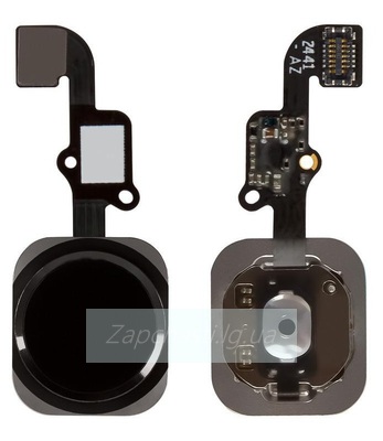 Шлейф для iPhone 6 / 6 Plus с кнопкой меню (Home) и чёрной пластиковой накладкой