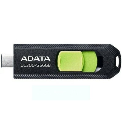 Накопитель USB 3.2 + TypeC 256Gb AData (UC300 ACHO-UC300-256G-RBK/GN) черный/зеленый