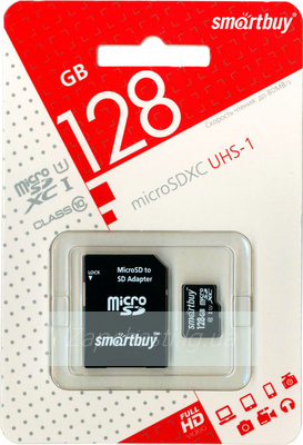 Карта памяти MicroSDHC 128GB Smartbuy UHS-I Class 10 c SD адаптер