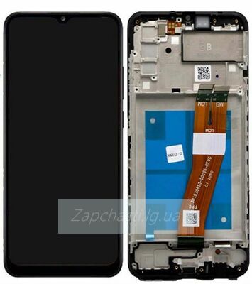 Дисплей для Samsung A025F Galaxy A02s в рамке + тачскрин (черный) ORIG 100%