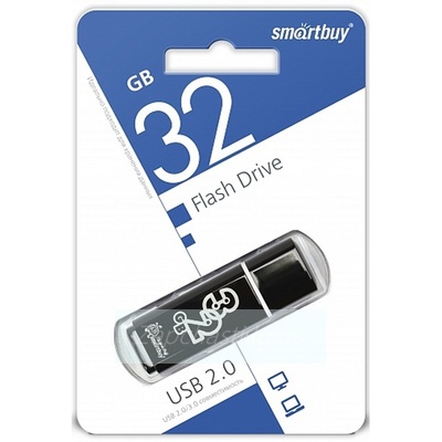 Накопитель USB Flash 32GB 2.0 Smartbuy Glossy (черный)