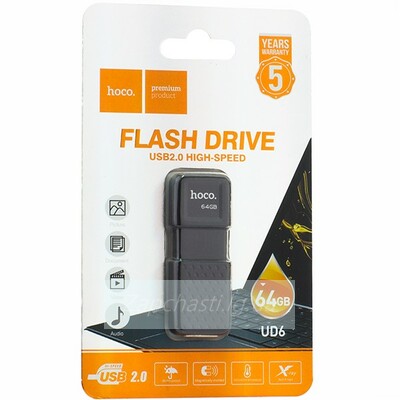Накопитель USB Flash (USB 2.0) 64GB Hoco UD6 Insightful (черный)