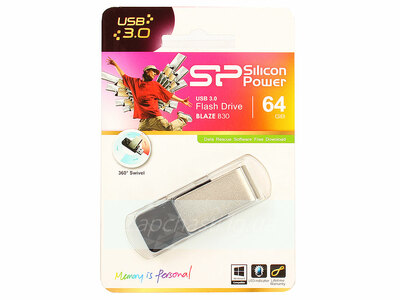 Накопитель USB 3.2 64Gb Silicon Power Blaze B30 (SP064GBUF3B30V1K) (черный)