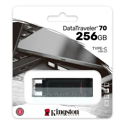Накопитель USB-C Flash 256GB 3.2 Kingston DataTraveler 70 (черный)