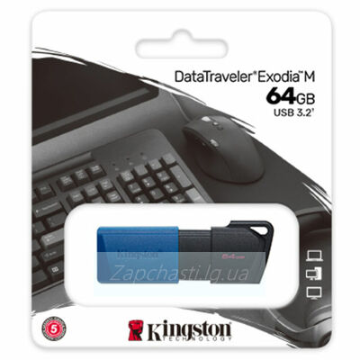 Накопитель USB Flash 64GB 3.2 Kingston DataTraveler Exodia M (черный/синий)