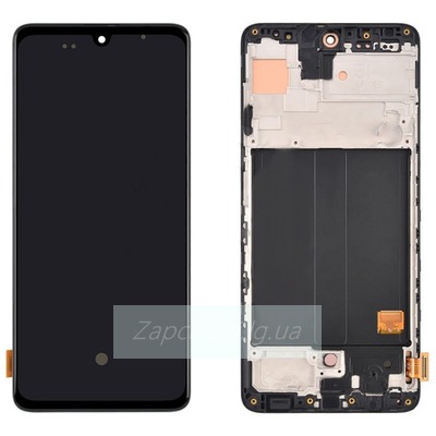 Дисплей для Samsung A515F Galaxy A51 (2019) в рамке + тачскрин (черный) (OLED полный размер)
