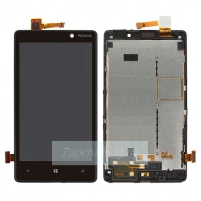 Дисплей для Nokia 820 Lumia + touchscreen, чёрный, с передней панелью, оригинал (Китай)