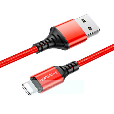 Кабель USB BOROFONE (BX54) Ultra Bright для iPhone Lightning 8 pin (1м) (красный)
