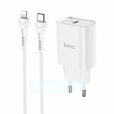 СЗУ HOCO N14 (1-PD/20W) + Lightning кабель (1м) (белый)