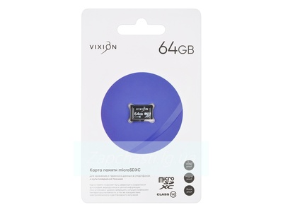 Карта памяти MicroSD 64GB VIXION Class 10 без адаптера