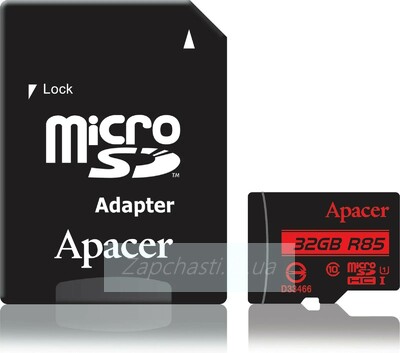 Карта памяти MicroSDHC 32GB Apacer AP32GMCSH10U5-R UHS-I U1 Class 10, R85 c SD адаптер