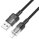 Кабель USB HOCO (U129 Crystal) 2,4A для iPhone Lightning 8 pin (1,2м) (черный)