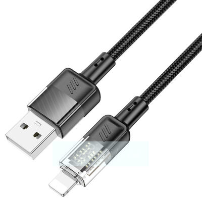 Кабель USB HOCO (U129 Crystal) 2,4A для iPhone Lightning 8 pin (1,2м) (черный)